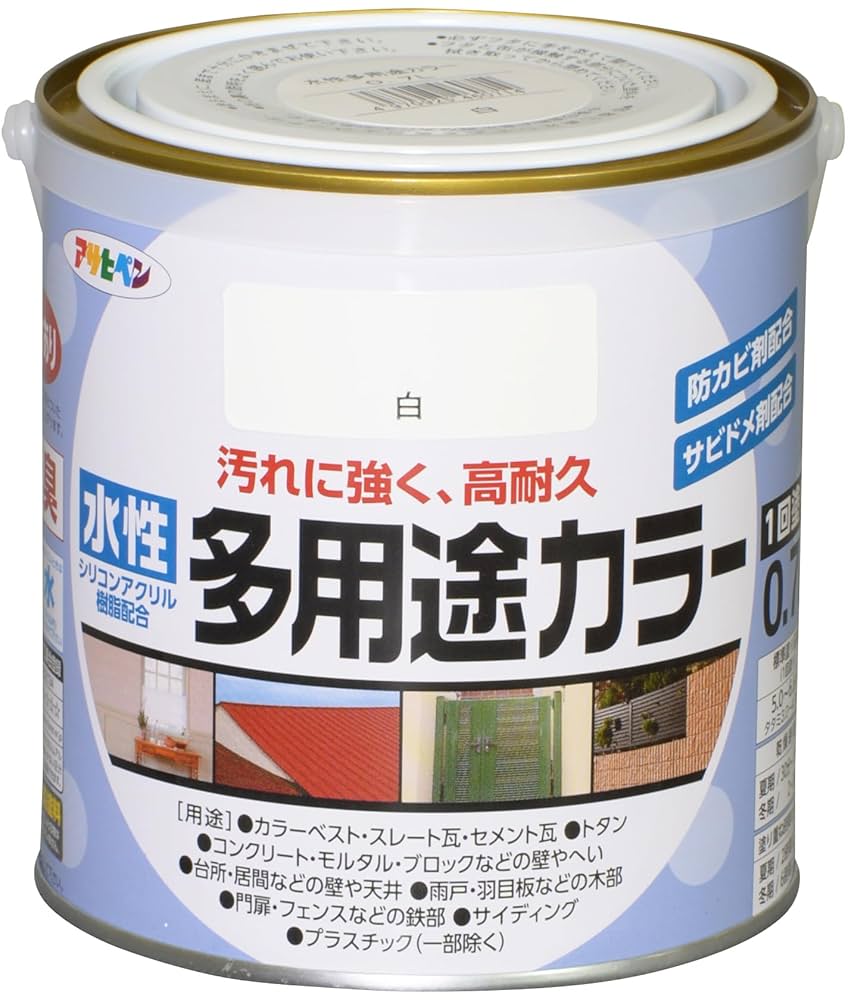 Amazon | アサヒペン 塗料 ペンキ 水性多用途カラー 0.7L 白